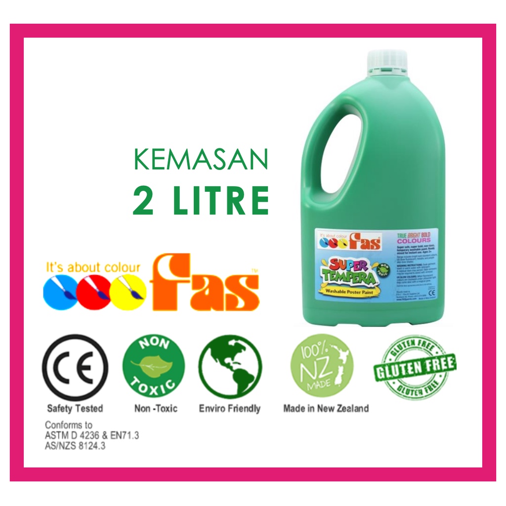 

FAS SUPER TEMPERA WASHABLE POSTER PAINT 2 LITER HIJAU - GREEN