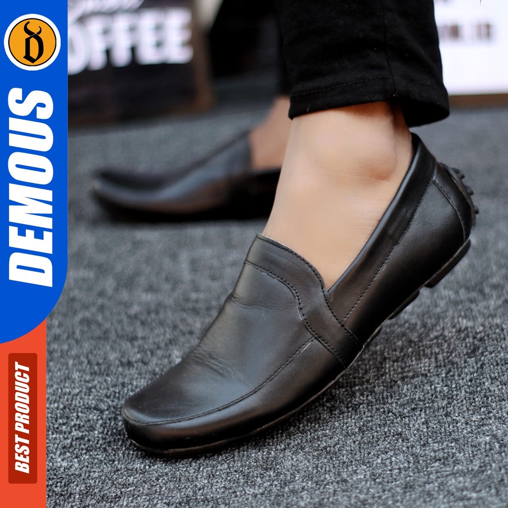 DEMOUS Yamca - Sepatu Casual Slip On Pria Kulit Asli