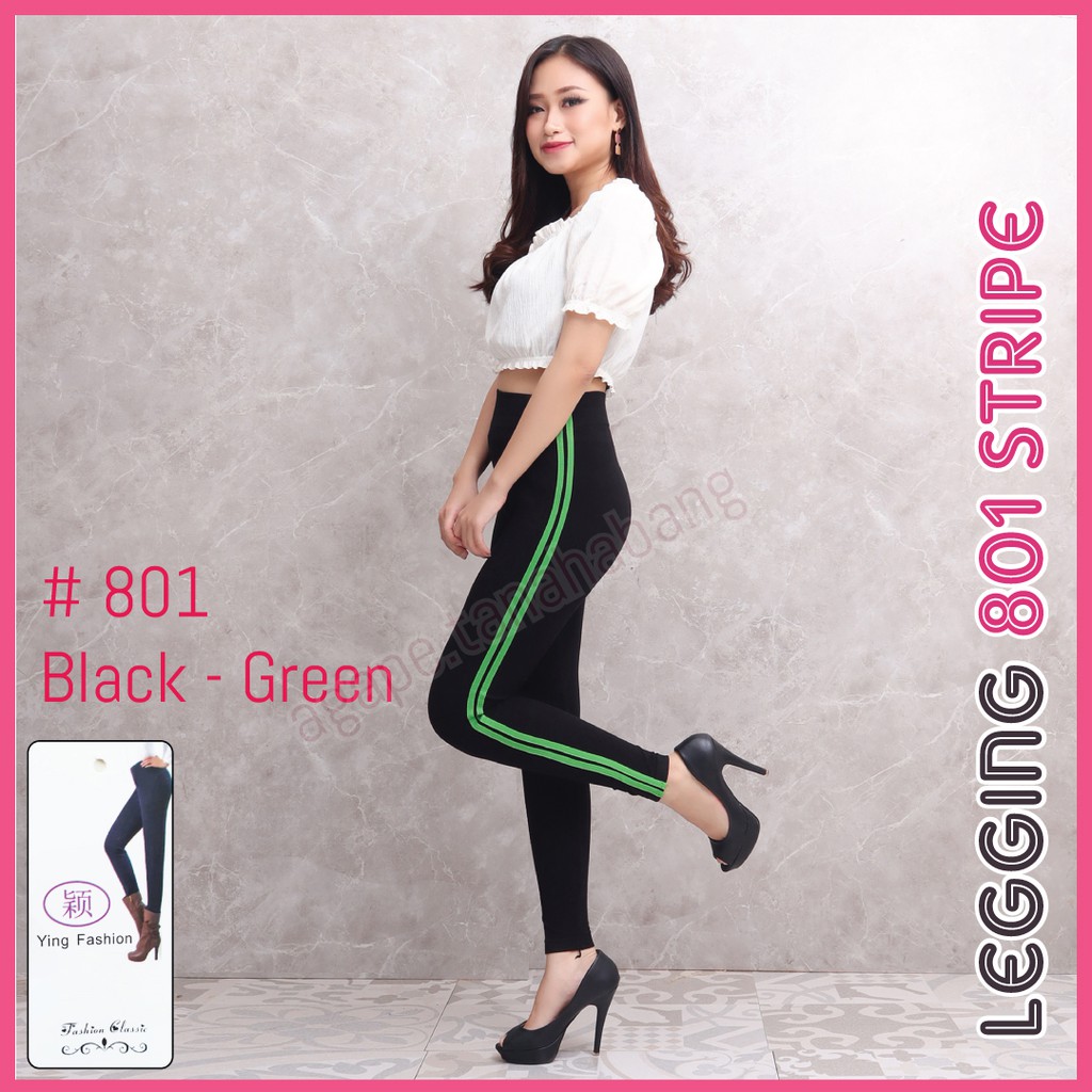 Legging 801 STRIPE Warna / Legging import wanita / Legging Stripe 801 Black Series