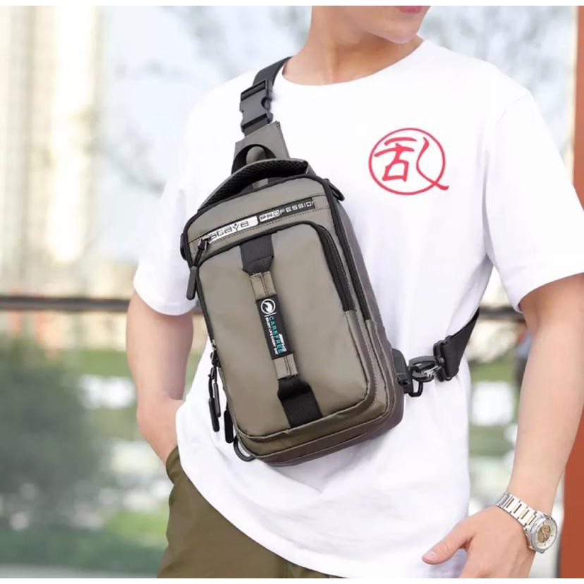 AIRLINER 1011- Tas 3 in 1 Ransel Selempang ABG Slingbag Dual USB Tas Sepeda Import Ransel ABG Trendy