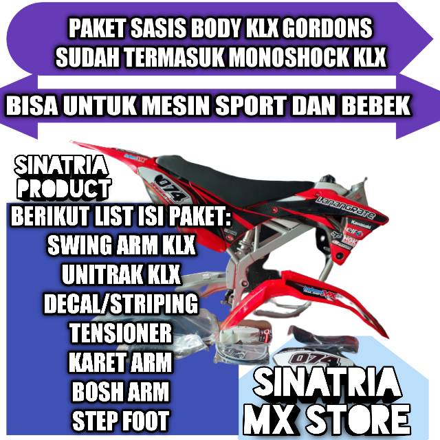 RANGKA KLX CUSTOM PLUS BODYSET KLX GORDONS SUDAH TERMASUK SWING ARM UNITRAK DAN MONOSHOCK KLX
