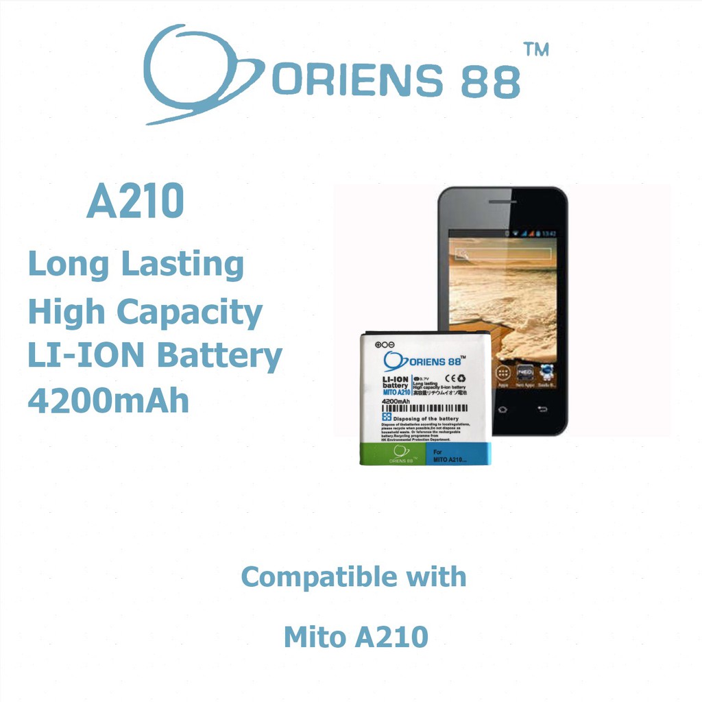 (P) Baterai batre battery Mito A210 double power/IC ORIENS88