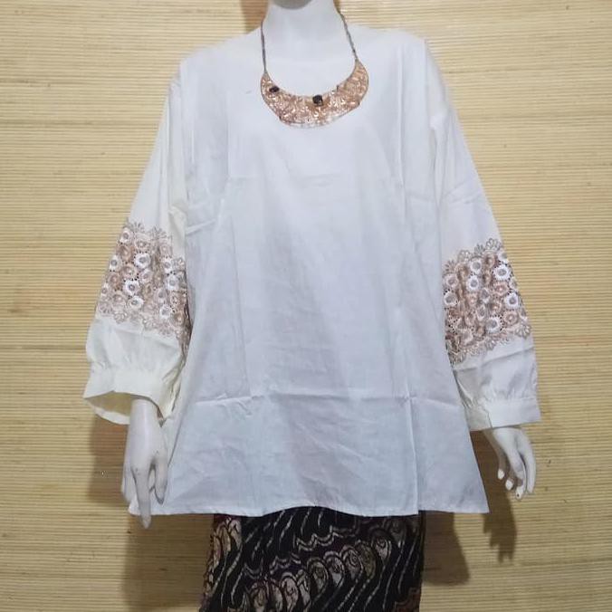 YUK BELI KEMEJA PUTIH BORDIR /REAL PIC/BLOUSE PUTIH BORDIR BIG SIZE/BLUS JUMBO