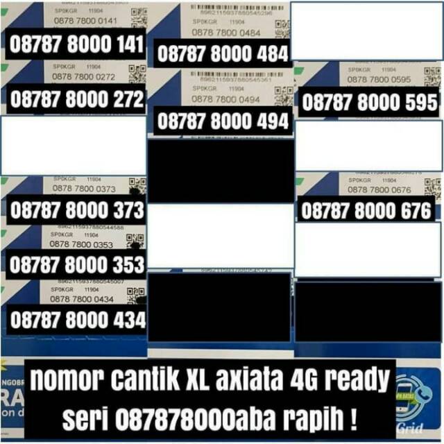 No Cantik Kartu Perdana XL 4G Axiata ujung seri ABA Kartu XL nomer cantik