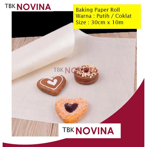 Baking Paper Roll uk. 30cmx10m Kertas Alas Roti Anti Lengket Putih / Coklat BestFresh