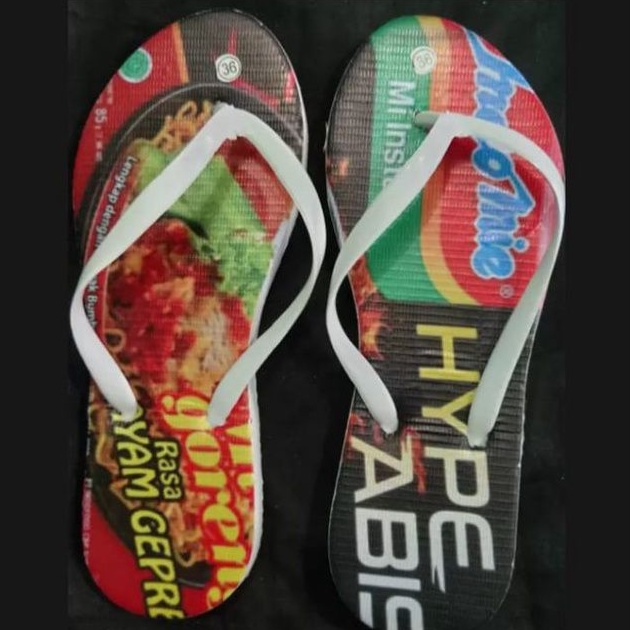 sandal jepit  motif mie terbaru