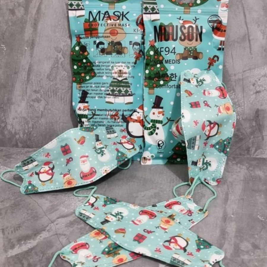 Masker KF94 Sekali Pakai Motif Natal Christmas Santa