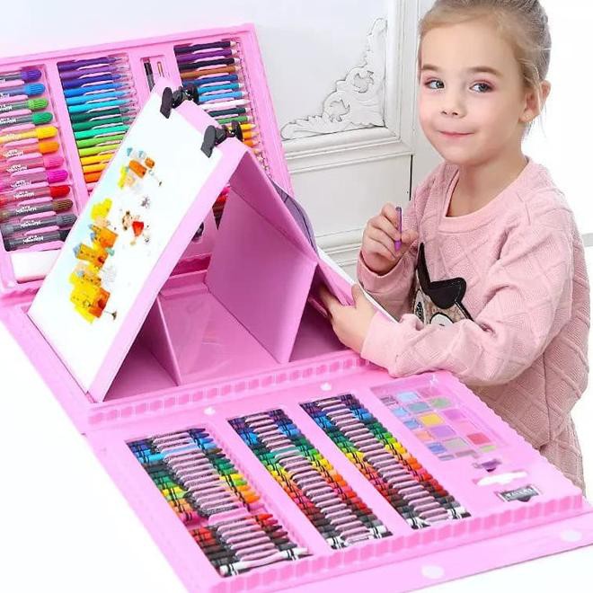 

M97W Mainan Anak Set Spidol CRAYON 208pcs Untuk Melukis/Mewarna - Biru IDN