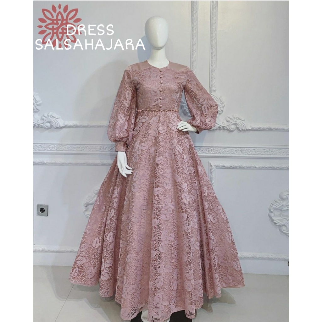 SALSAHAJARA MAXI DRESS PESTA 3UKURAN M L XL / DRES BRUKAT MEWAH/ SALSAHAJARA GAMIS BRUKAT eD / DRES NIKAHAN / PARTY DRESS