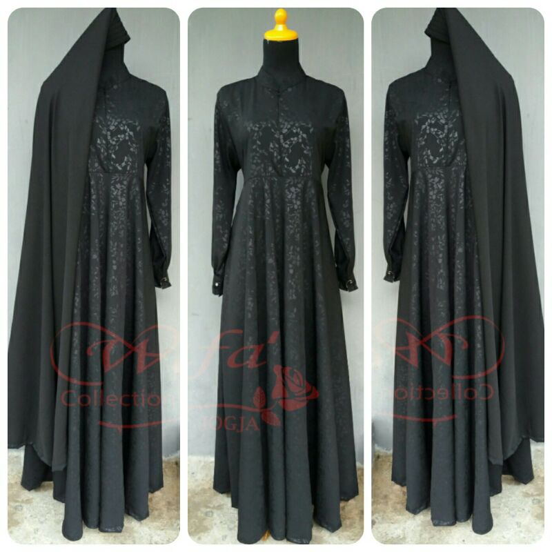 set jubah/ gamis akhwat syar'i princess emboz  (umbrella)by wafa' collection jogja - jubah syar'i - 