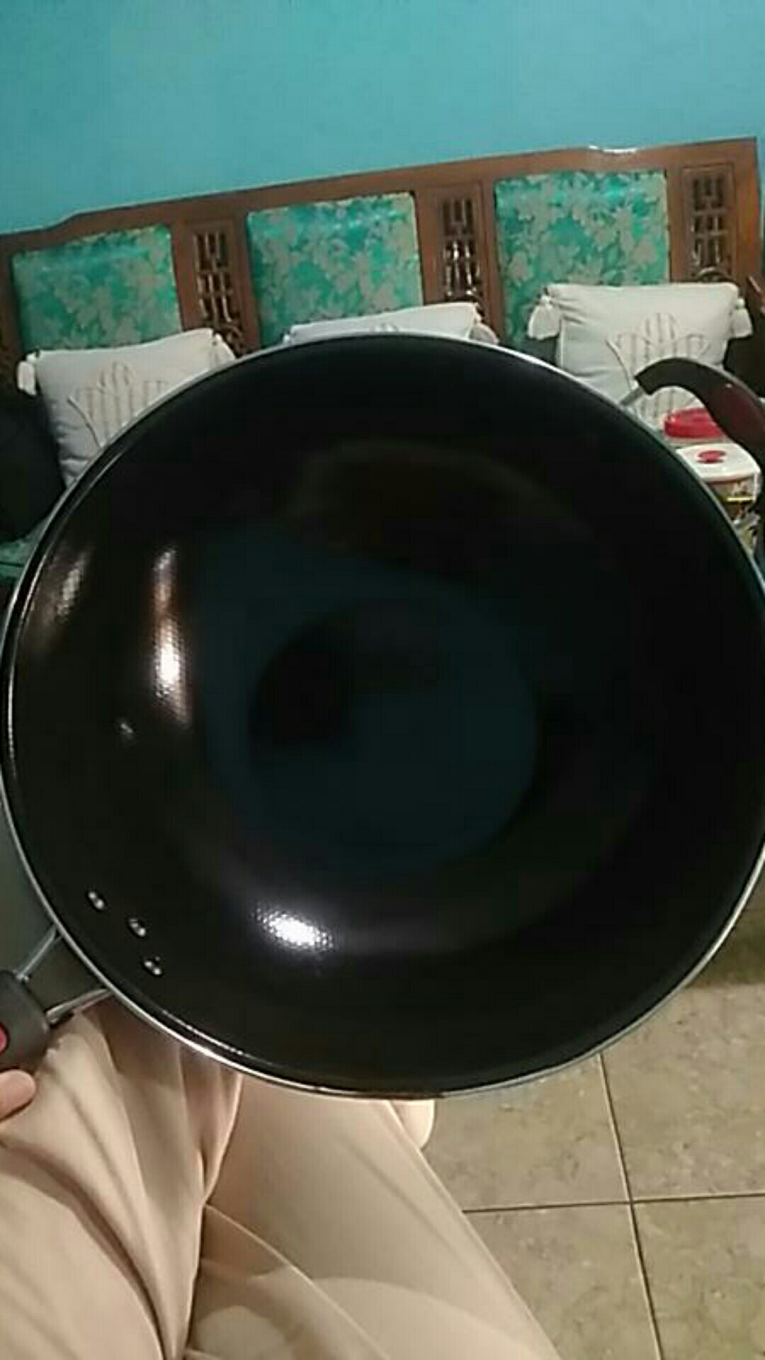 Wajan Enamel Gagang Diameter 34cm Penggorengan Hitam Anti Gores