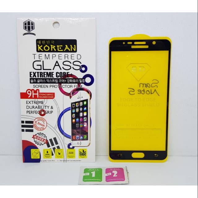KOREAN Tempered Glass Samsung Note 5 5.7&quot; FULL SCREEN Guard Samsung N920 FULL LEM Anti Gores Kaca