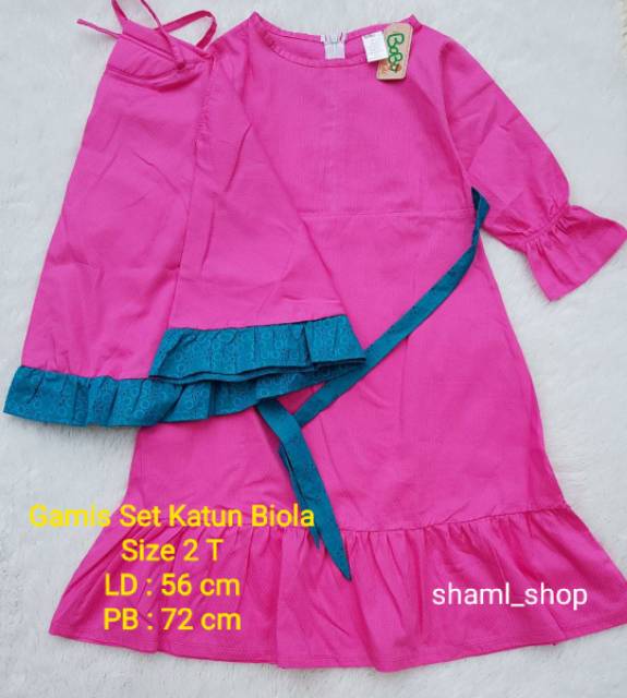 Gamis Set Anak Katun termurah Viola size 2 T (1-2 tahun)