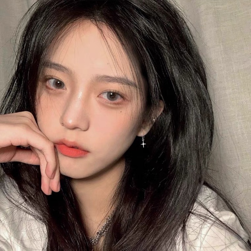 1 Pasang Anting Hoop Bentuk Bintang Lingkaran Warna Silver Gaya Korea Untuk Wanita