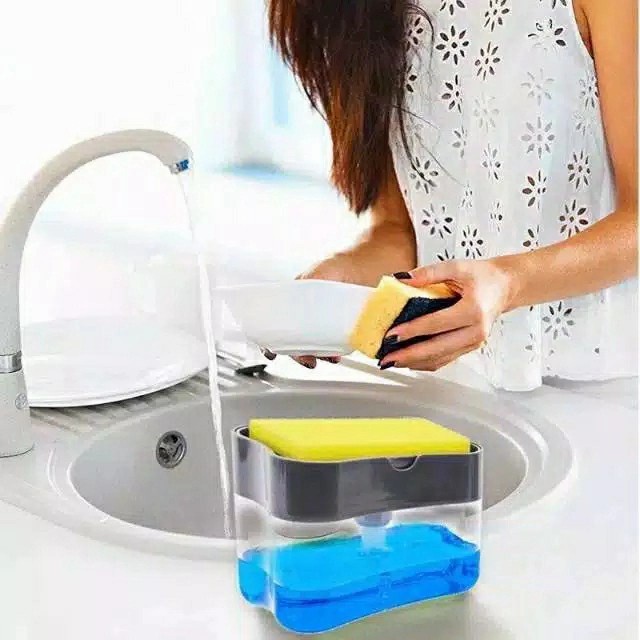 DISH SOAP CONTAINER - DISPENSER SOAP HOLDER 2 IN 1 BUY 1 GET 1