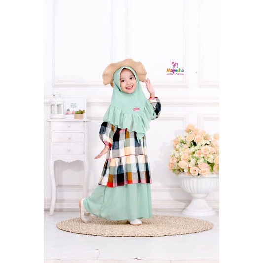 Gamis Khalisa Anak Bahan katun rayon Viscose Mix Ceruty Babydoll Adem Halus Nyaman dipakai