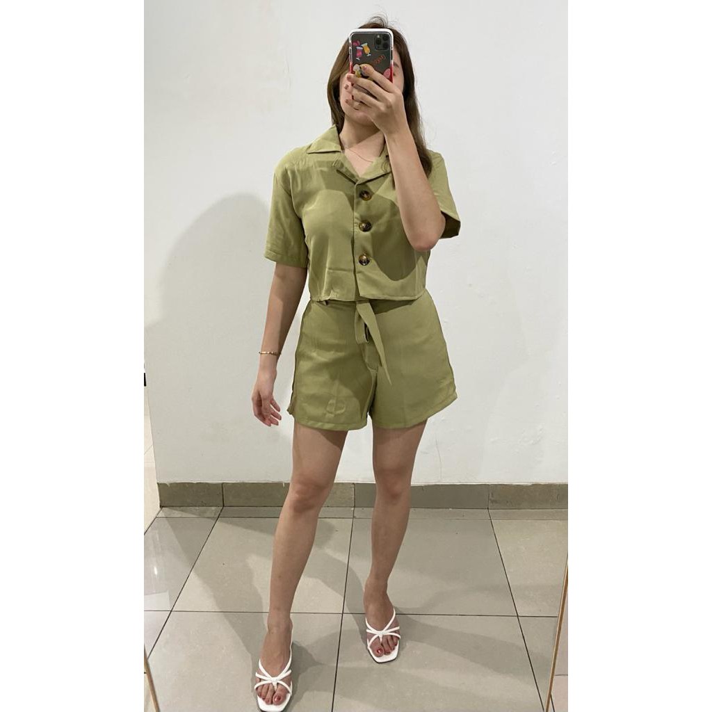 ZAZA_FASHION Baju Stelan Wanita Terbaru REAL PICT Set Korean Style Alexa-Sage green