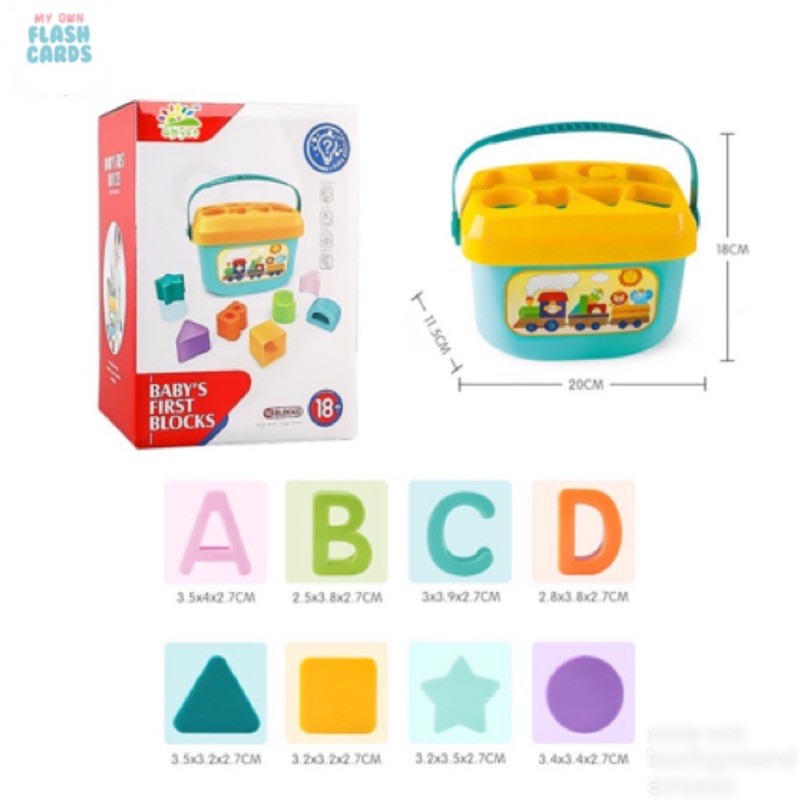 Baby Blocks Puzzle Box - Mainan Edukasi Anak - Bayi Toddler - Education Toy Myownflashcards Busy Box