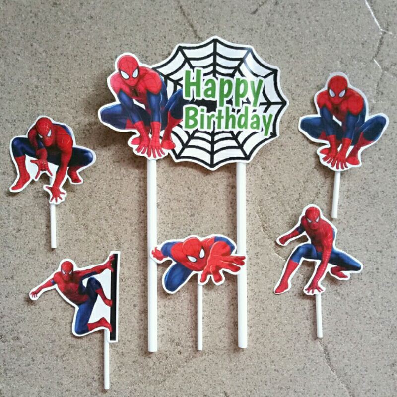 hiasan kue ulangtahun topper cake karakter Spiderman