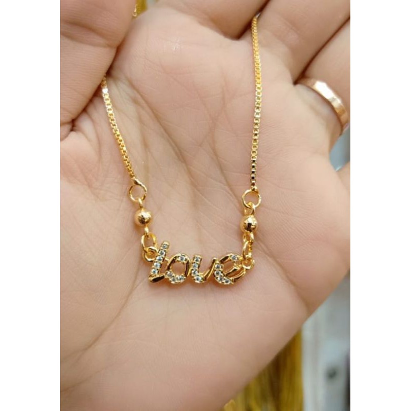 KALUNG ANAK LOVE EMAS 24 K PERMATA ASLI ANTI KARAT
