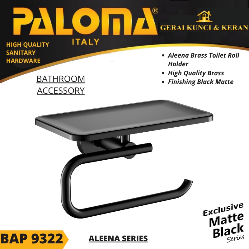 PALOMA BAP 9322 Tempat Tissue Toilet Holder Tisu Gulung Roll WC Mandi HITAM BLACK MATTE