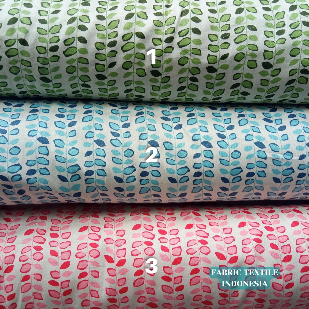 KAIN KATUN JEPANG MOTIF TOKAI SENKO / JAPAN DESIGN / KAIN MOTIF DAUN DERET / KAIN KATUN JEPANG DAUN 