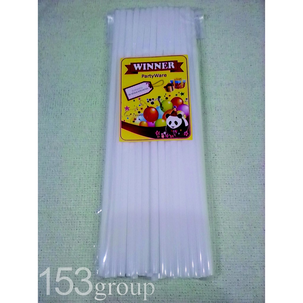 Winner Sedotan Plastik Bengkok Putih 6" , 40pcs/pak