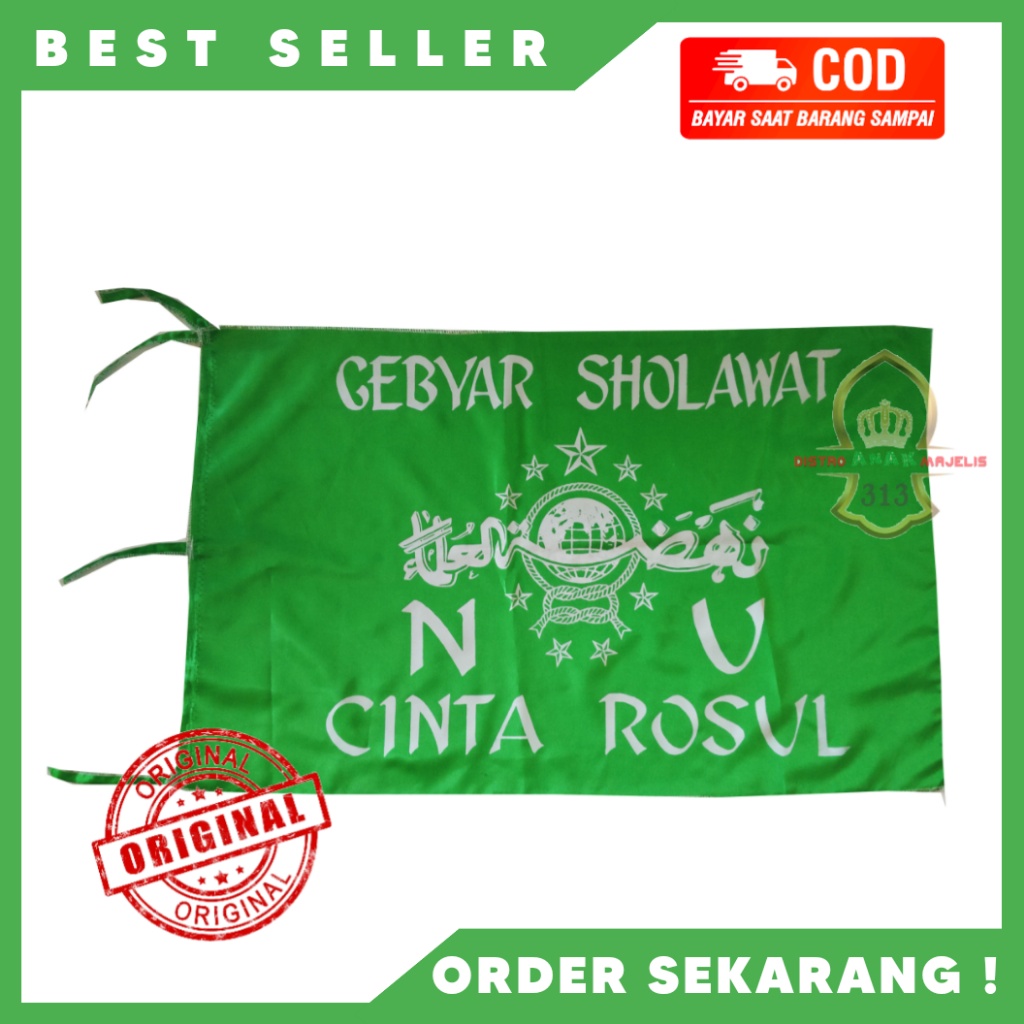 Bendera Gebyar Sholawat NU Hijau / Bendera Sholawat / Bendera Majelis Sholawat