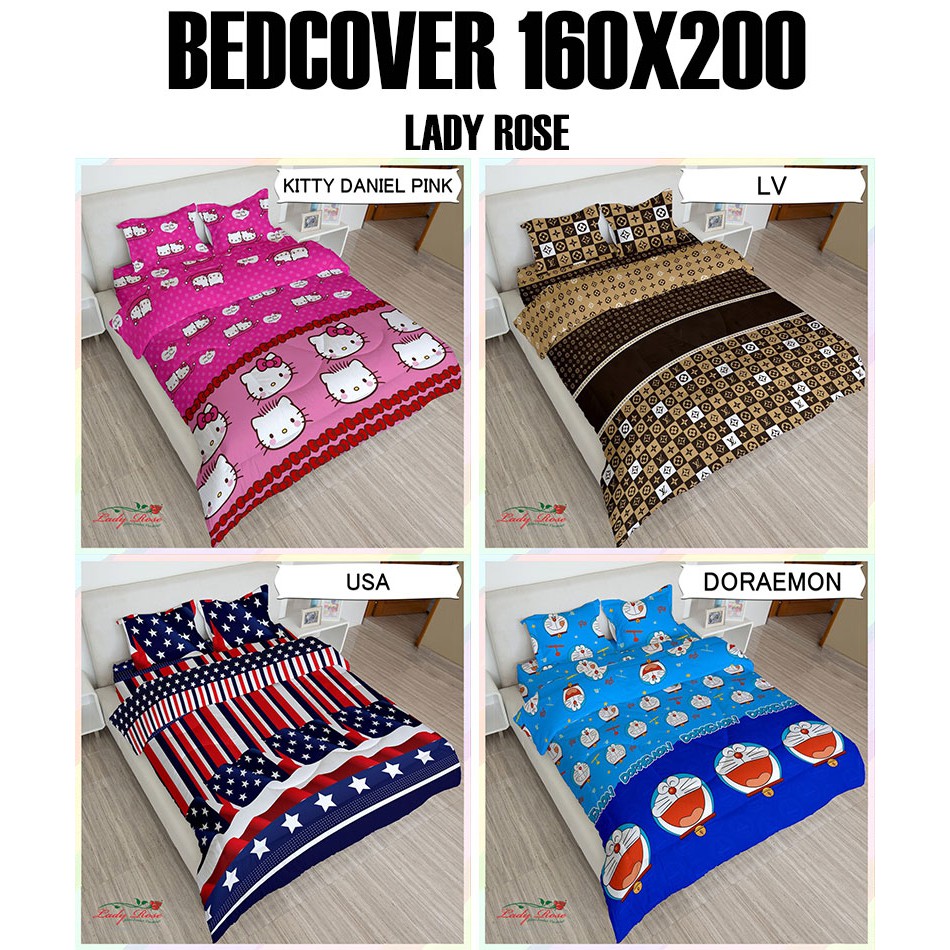 Bedcover Sprei Rumbai Lady Rose 160x200 Motif Doraemon Kitty Pink Usa Queen Ladyrose 160 Bc Shopee Indonesia