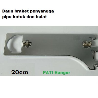 Daun Braket 20cm Penyangga Pipa Kotak - Bulat