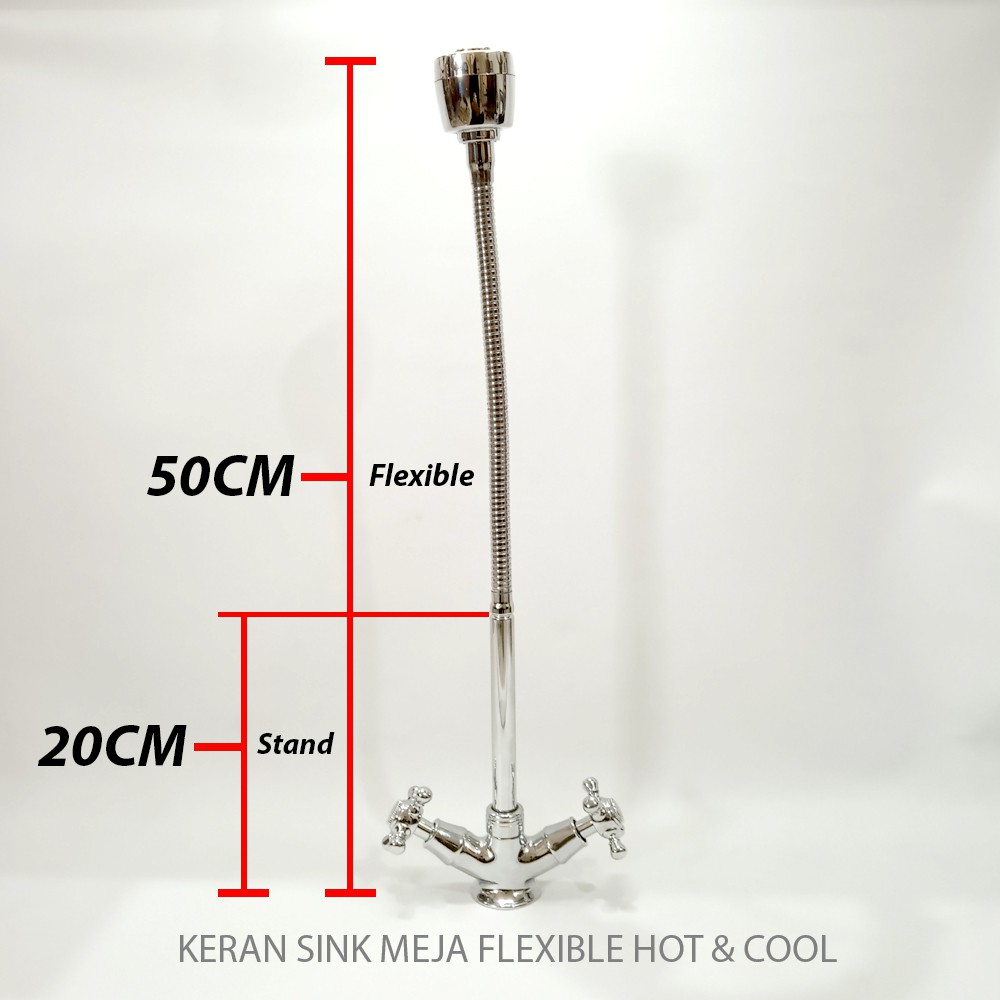 Kran Wastafel Cuci Piring Flexible Panas Dingin Model Meja Size 1/2inch Kuningan Vicenzzo Original