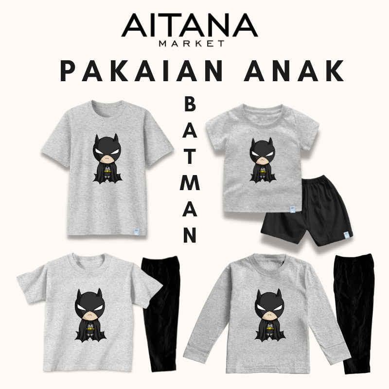 Baju kaos Setelan Batman Untuk Bayi dan Anak Bahan Katun Combed 30s Nyaman dan Lembut Dipakai