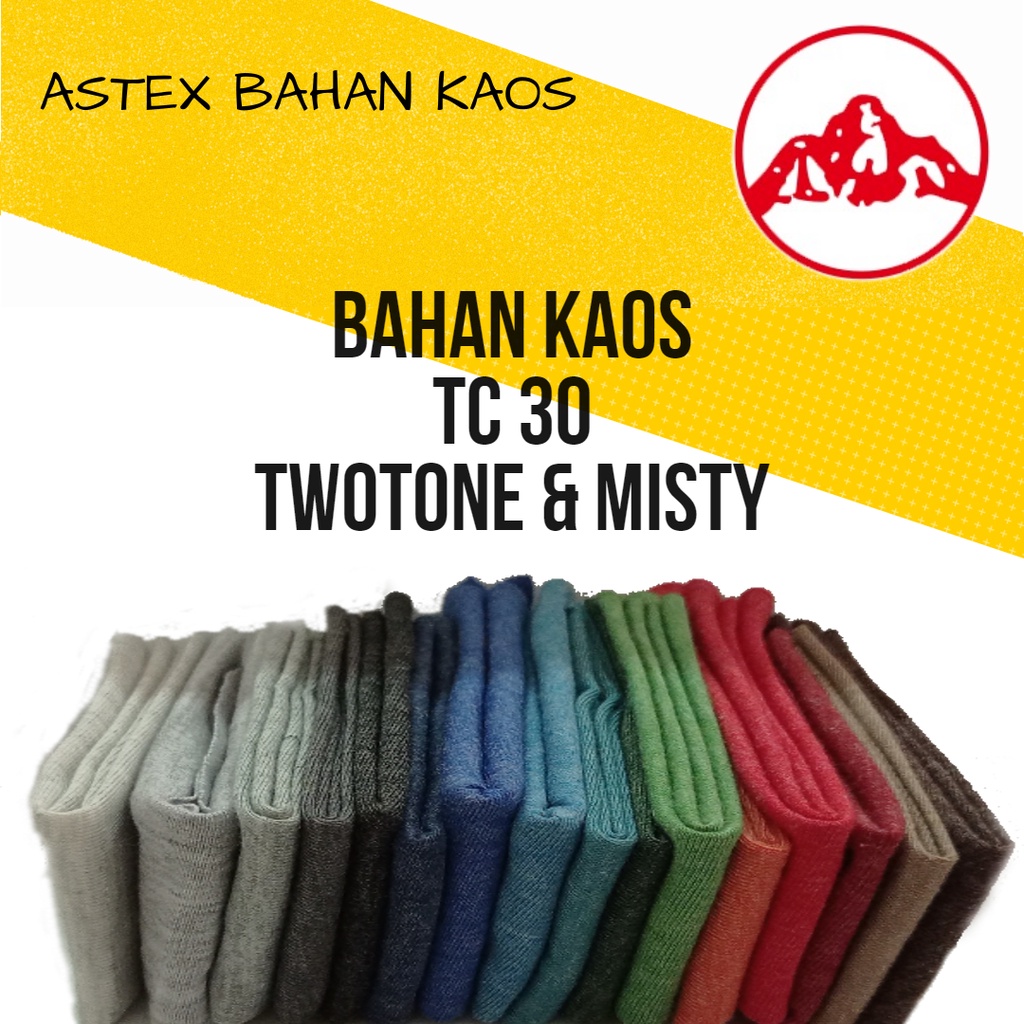 Kain TC 30s Per 1 KG Warna Twotone, Misty |Bahan Kain Kaos Teteron Cotton