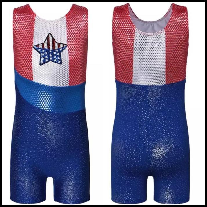 Baju Senam Gymnastic Rhythmic Leotard Tank Jumpsuit Anak American Star