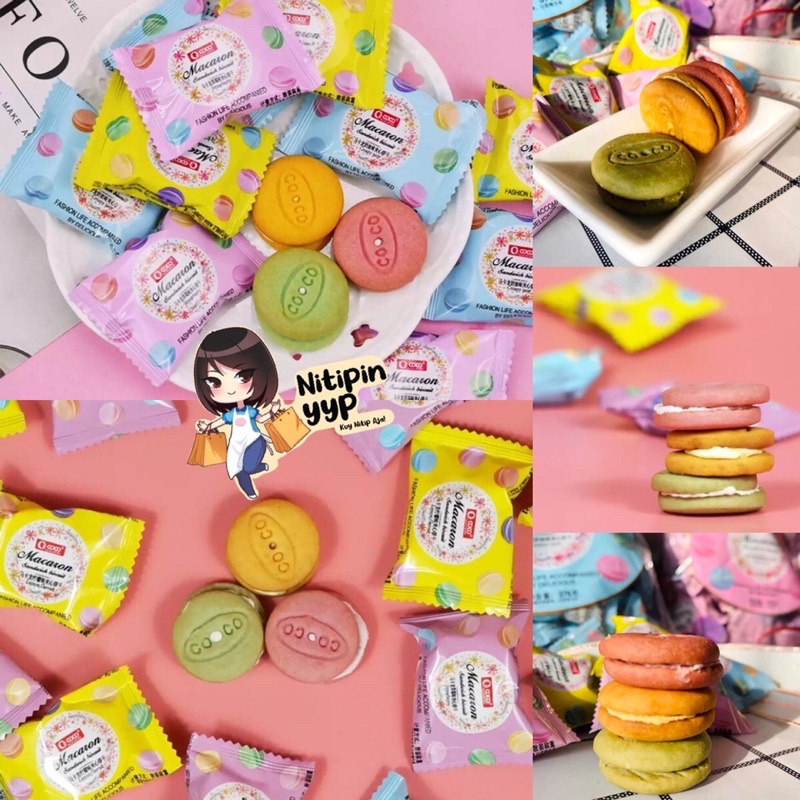 [HRG PER PCS] CoCo MiCo Macaron Sandwich Biscuit - MINI MACARON BISCUIT - Makaron Biskuit Mini LEZAT