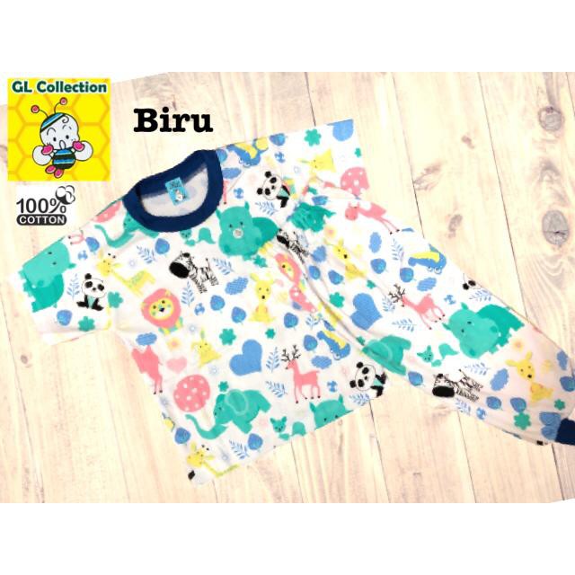 OBRAL!PIYAMA ANAK CP KAOS PENDEK CELANA PANJANG SIZE L 3-4 TAHUN PRINT ANIMAL 100%KATUN HALUS