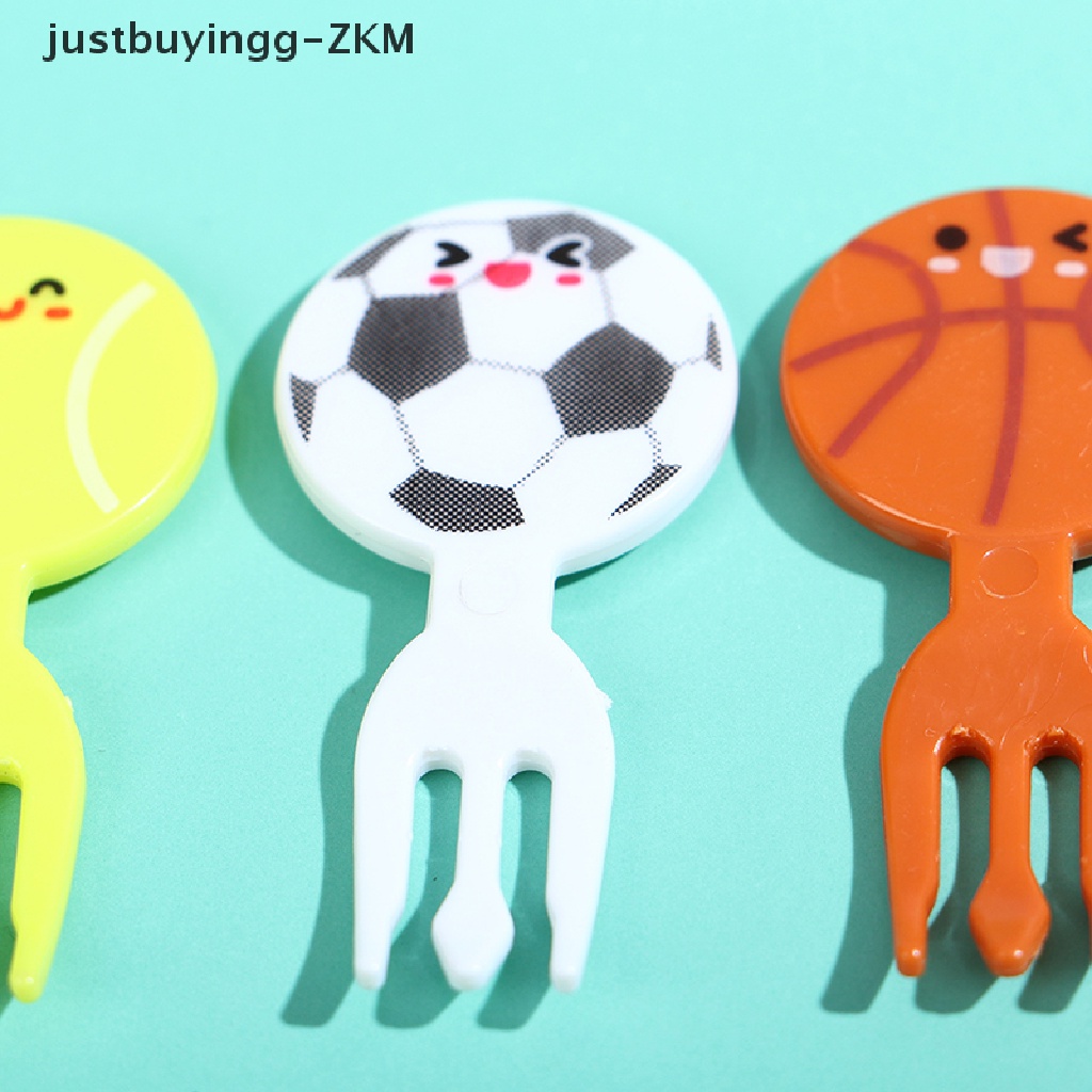 [justbuyingg] 8Pcs Mini Football Sport Fruit Fork Cartoon Snack Cake Dessert Food Toothpick [zkm]