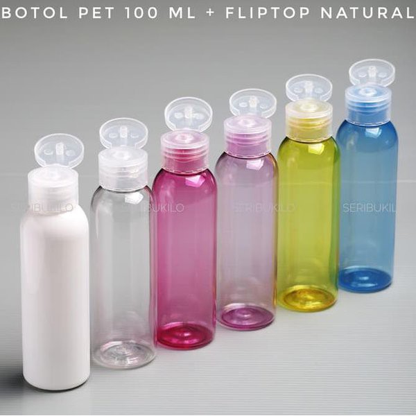 Botol Plastik Bening Isi Ulang Ukuran 100 ml, Fliptop Botol Refil 100 ml Plastik Tutup Fliptop - Botol Isi Ulang Plastik - Botol Kosmetik - Botol Parfum