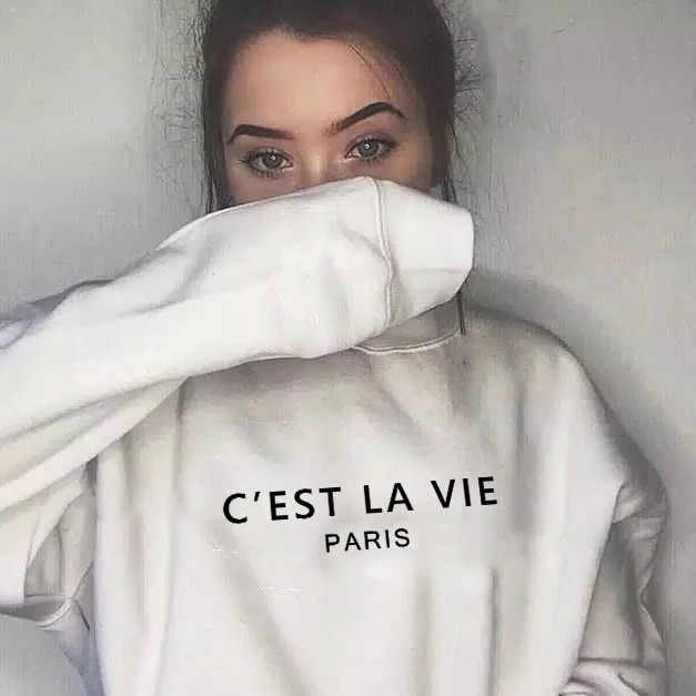 Parisdivarious Sweater Hoodie Jemper Cest  La Vie Bahan Fleece Size S - XXL (Pria &amp; Wanita)