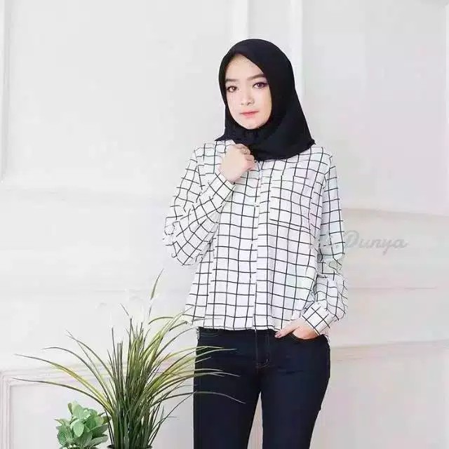 fanesafashion kemeja kotak wanita LD100 CM-3