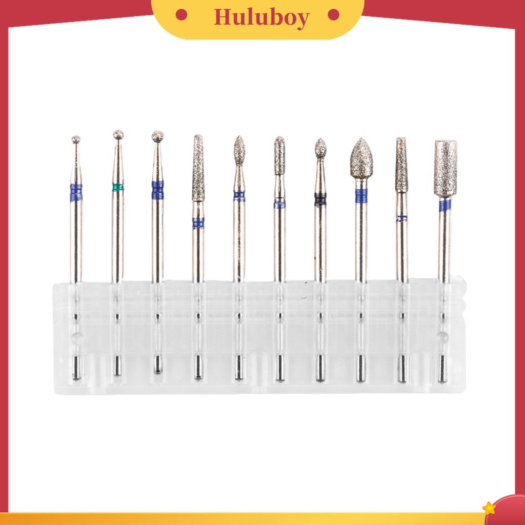 Huluboy Huluboy♡ 10pcs / Set Mata Bor Poles Kuku Bahan Tungsten Steel Tahan Lama Untuk Manicure Wanita