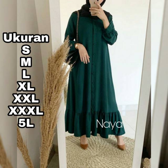 Naya Dress Ukuran Size S M L XL 2XL 3XL 4XL XXL XXXL  XXXXL 2L 3L 4L 5L  Dress Wanita Jumbo Gamis Big Size Baju Korea Over Size