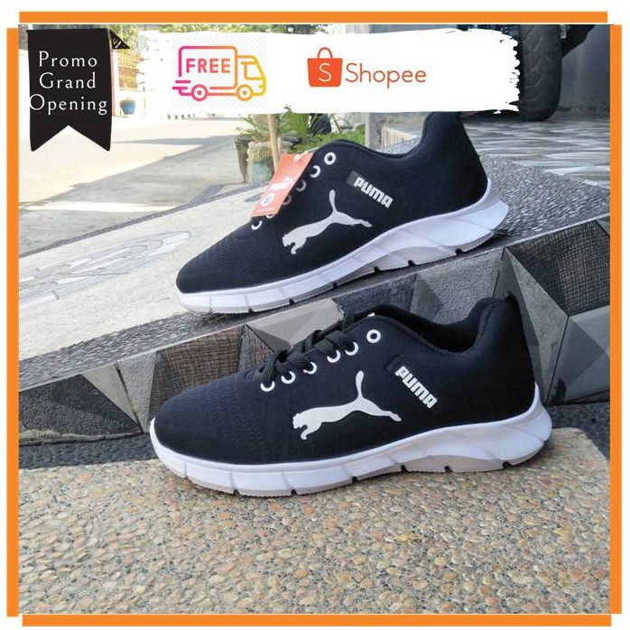 Sepatu Sneakers Pria Remaja Kuliah / Kerja / Olahraga Top PUMA Hitam Putih Terbaru