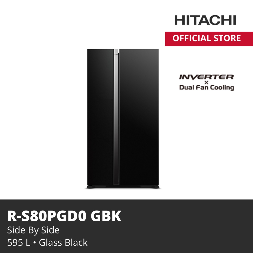 kulkas hitachi R-S80PGD0-GBK SIDE BY SIDE(595LITER)