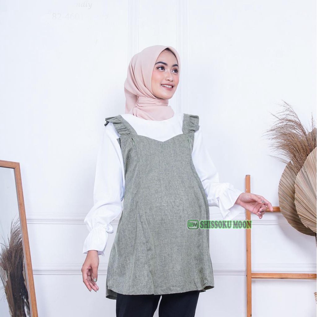 Baju Atasan Hamil Menyusui Lengan Panjang Model Kekinian Bahan Katun Linen - Angel