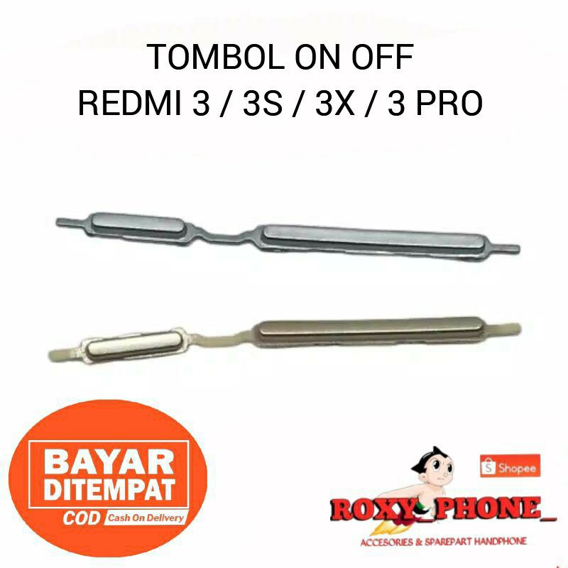 TOMBOL LUAR POWER ON OFF VOLUME XIAOMI REDMI 3 3S 3X 3 PRO ORIGINAL - Pernik Keypad On off & Volume xiomi