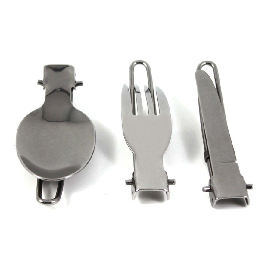 【COD】 Alat Makan Lipat Portable * Sendok Garpu Pisau Stainless Steel * Travel Outdoor Camping