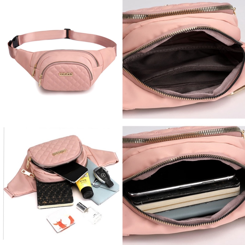 TAS SELEMPANG WANITA WAIST BAG SLINGBAG TA653P3 SIMPLE CASUAL FASHION DADA PINK VANVENJINGPIN BAHU KOREA KEKINIAN REMAJA CEWEK MURAH IMPORT BATAM BRANDED PREMIUM