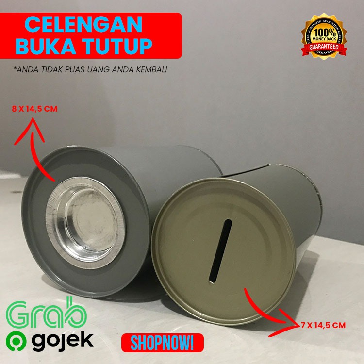 Celengan Kaleng POLOS Uk 7,5 x 14 cm