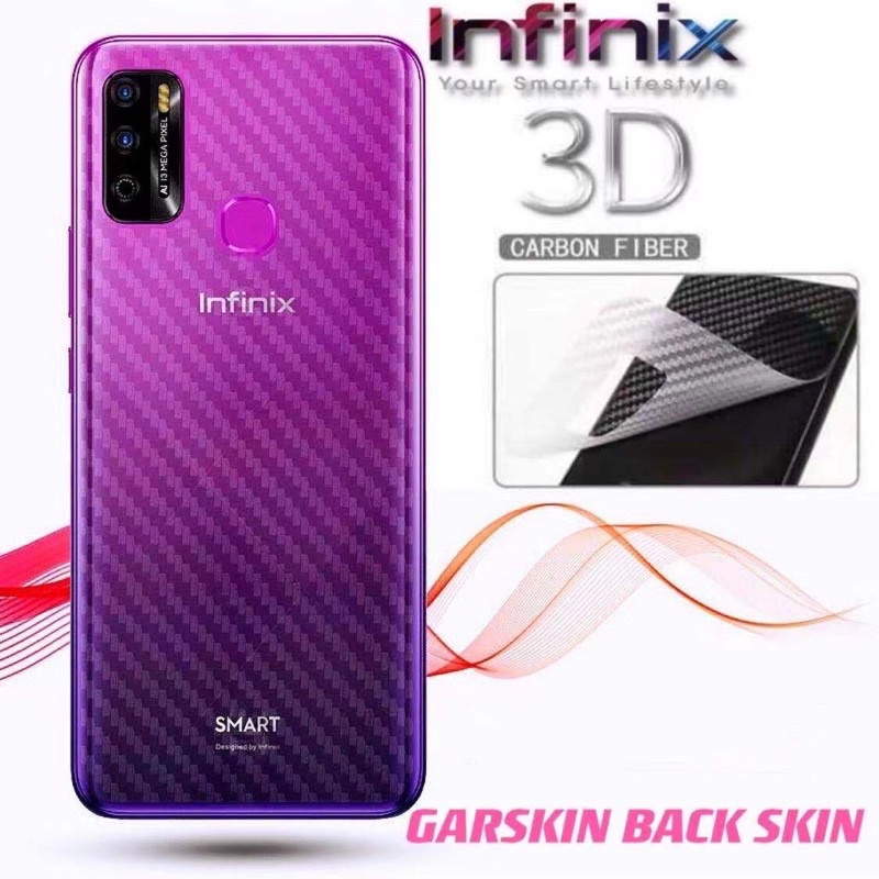 GARSKIN STICKER CARBON BACK INFINIX Note 7/Note 8/ Smart 4/Smart  5GARSKIN STICKER CARBON BACK